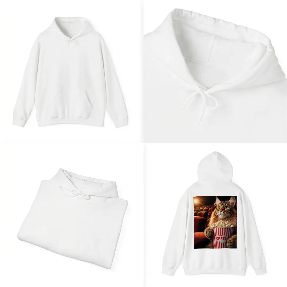 Maine Coon Cat Watching Movie With Popcorn – Hoodies