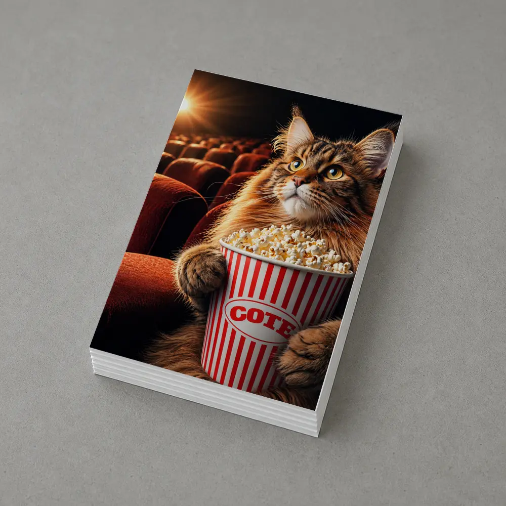 Maine Coon Cat Watching Movie With Popcorn – Postcards