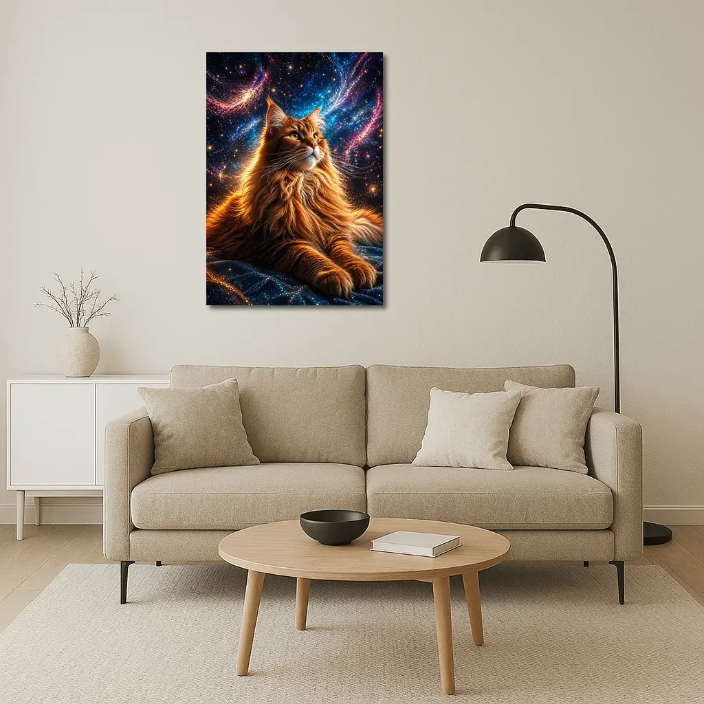 Maine Coon Cat Cosmic Galaxy Space Art – Wall Art
