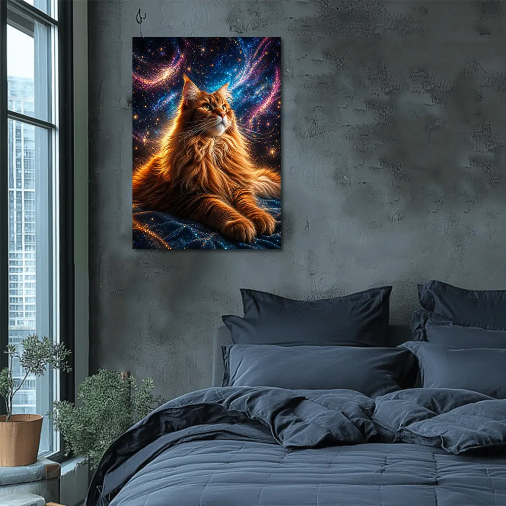 Maine Coon Cat Cosmic Galaxy Space Art – Wall Art
