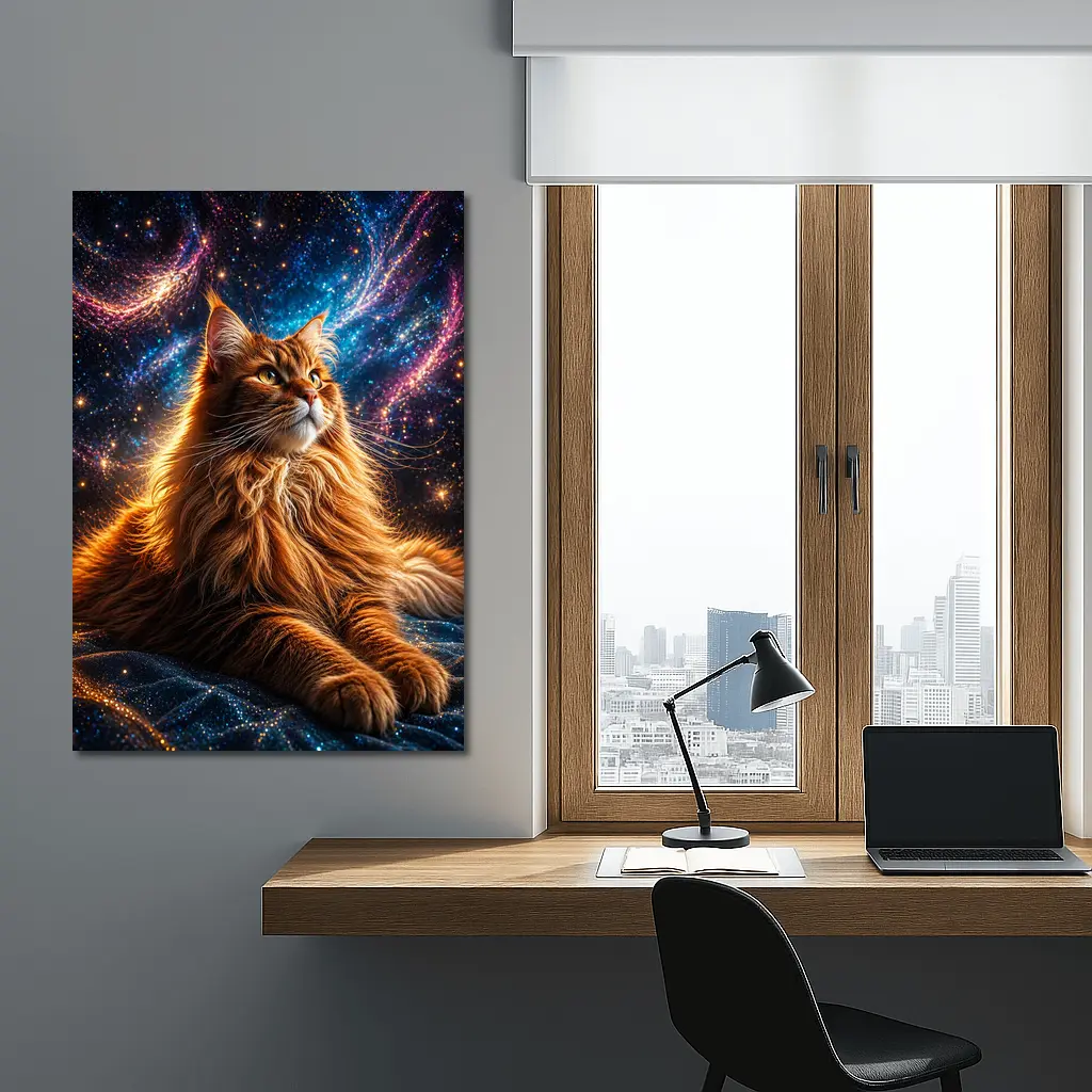 Maine Coon Cat Cosmic Galaxy Space Art – Wall Art
