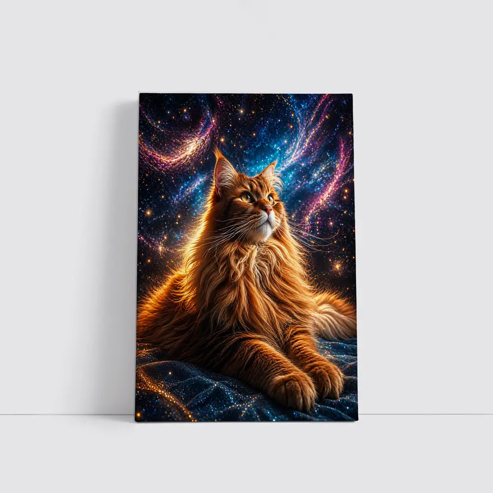 Maine Coon Cat Cosmic Galaxy Space Art – Wall Art