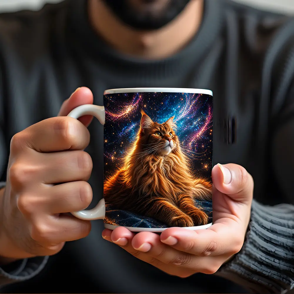 Maine Coon Cat Cosmic Galaxy Space Art – Mugs