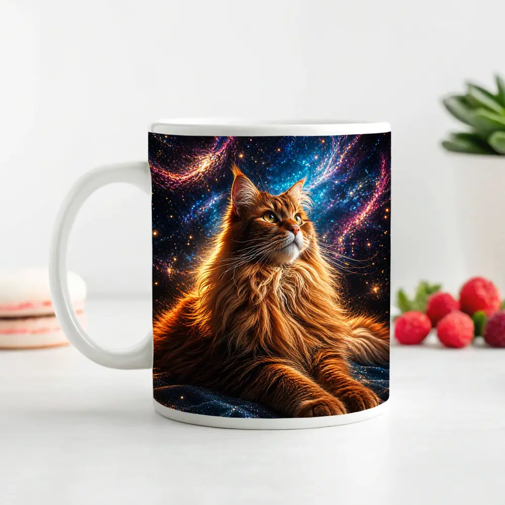 Maine Coon Cat Cosmic Galaxy Space Art – Mugs
