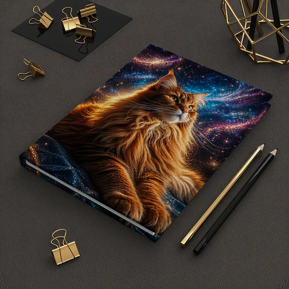 Maine Coon Cat Cosmic Galaxy Space Art – Notebooks