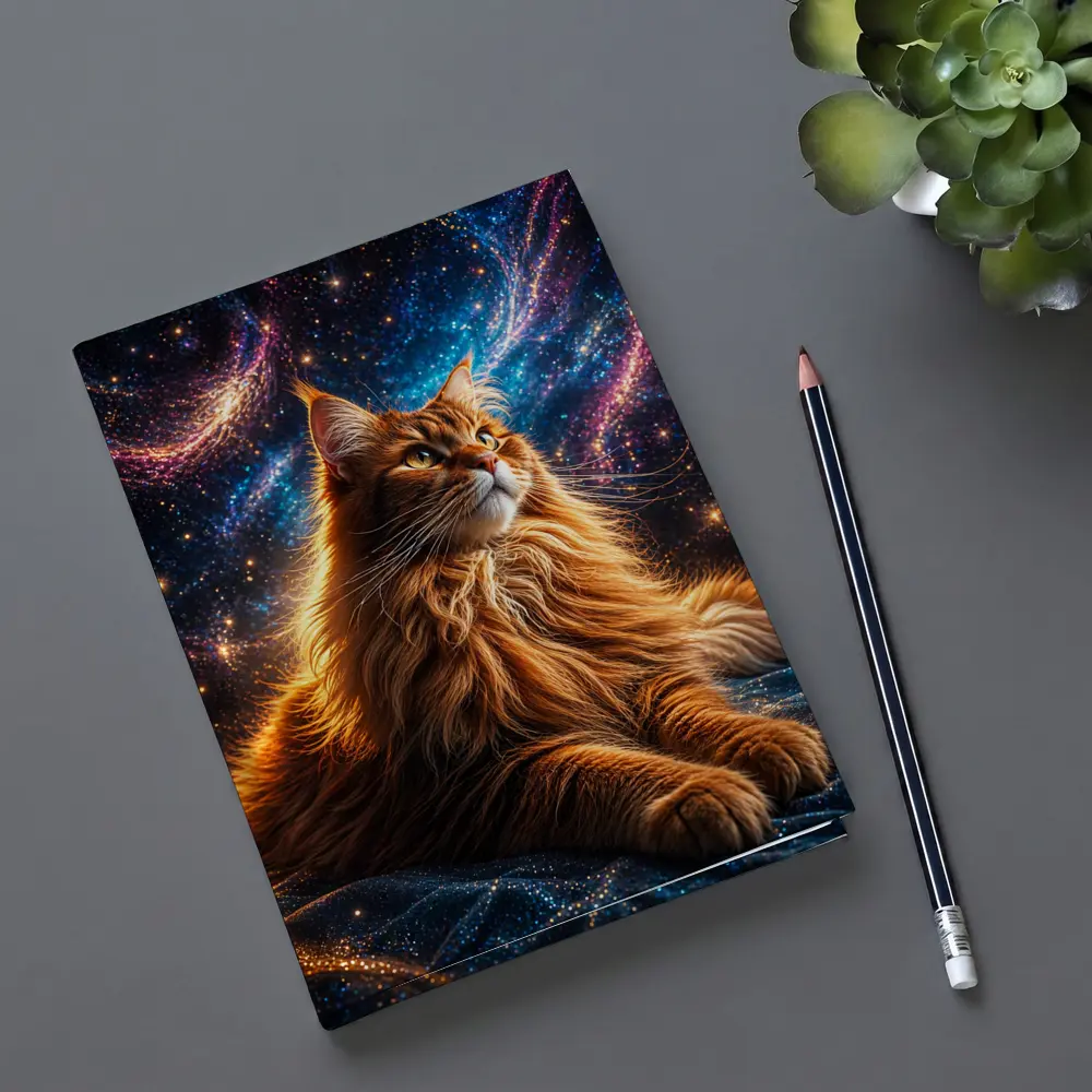 Maine Coon Cat Cosmic Galaxy Space Art – Notebooks