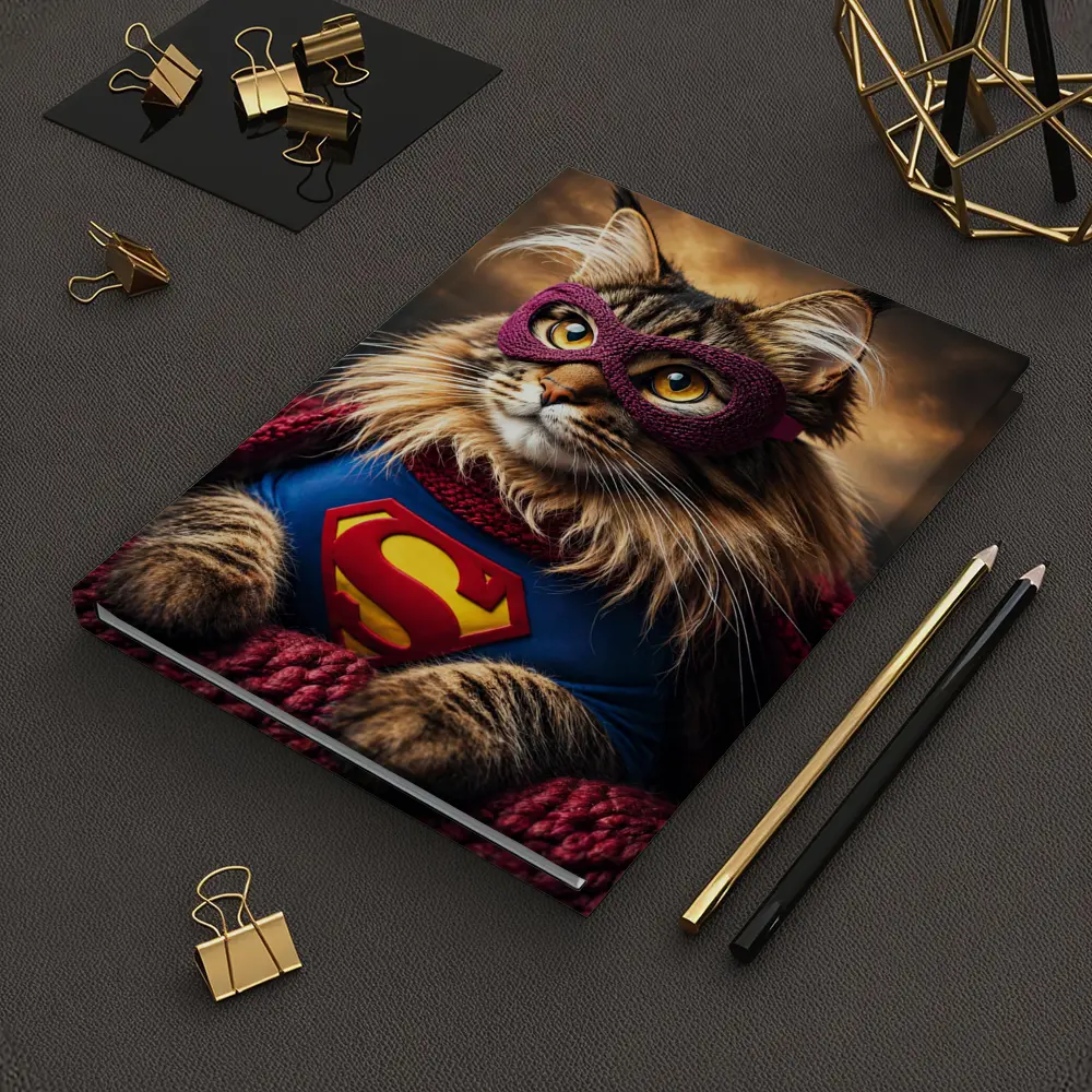 Maine Coon Cat Superhero Costume Dark Sky – Notebooks