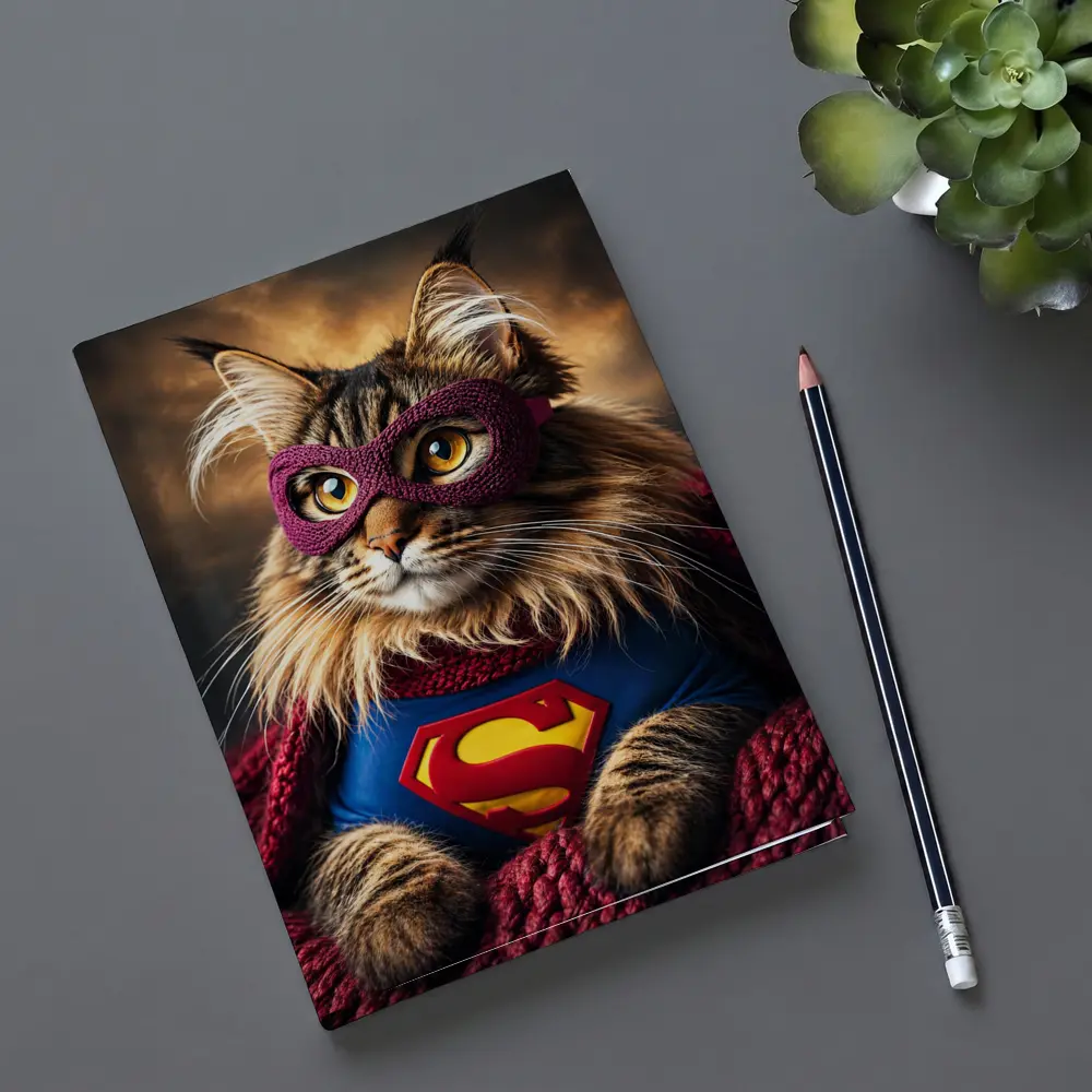 Maine Coon Cat Superhero Costume Dark Sky – Notebooks
