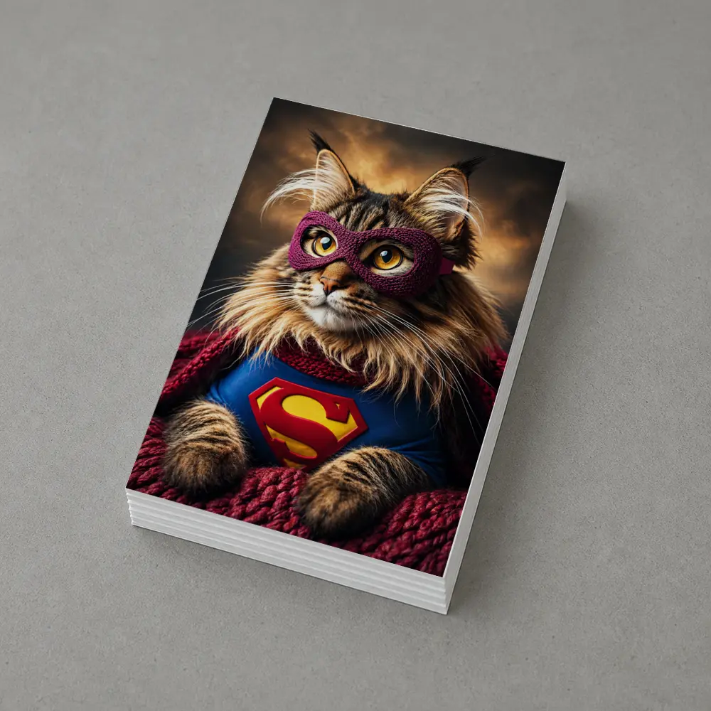 Maine Coon Cat Superhero Costume Dark Sky – Postcards