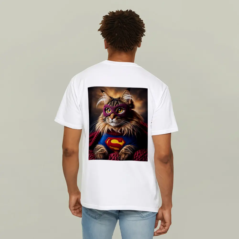 Maine Coon Cat Superhero Costume Dark Sky – T-Shirts
