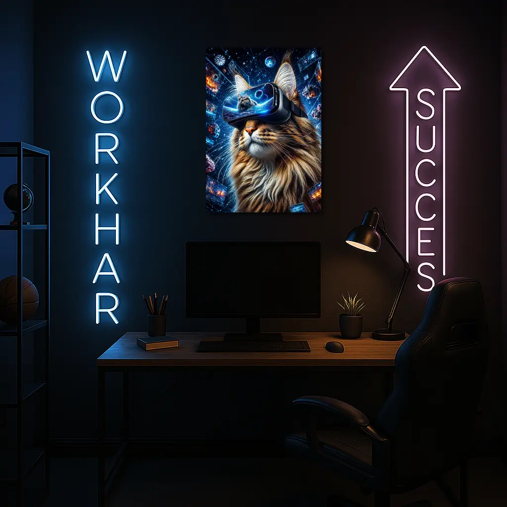 Maine Coon Cat VR Headset Space Digital – Wall Art