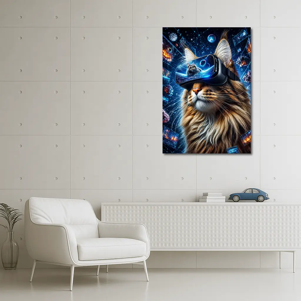Maine Coon Cat VR Headset Space Digital – Wall Art