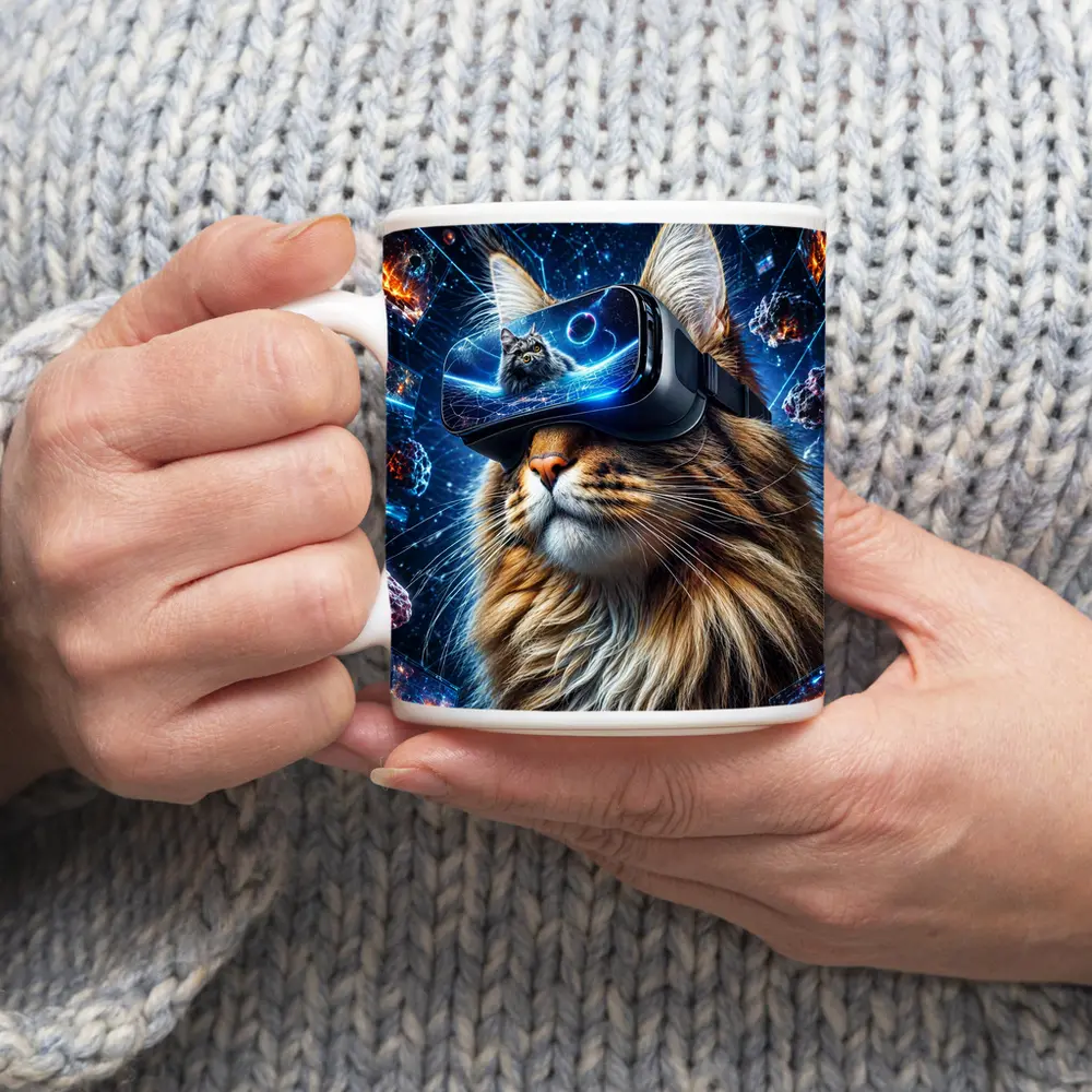 Maine Coon Cat VR Headset Space Digital – Mugs