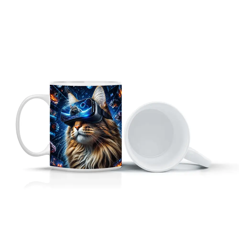 Maine Coon Cat VR Headset Space Digital – Mugs