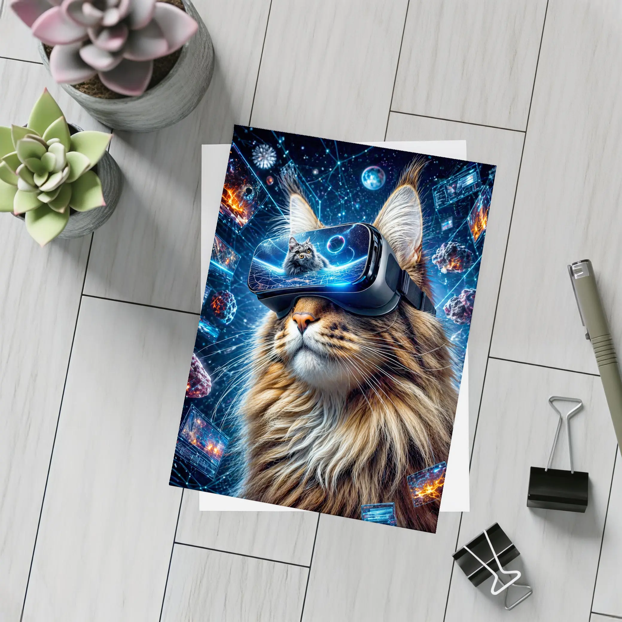 Maine Coon Cat VR Headset Space Digital – Postcards