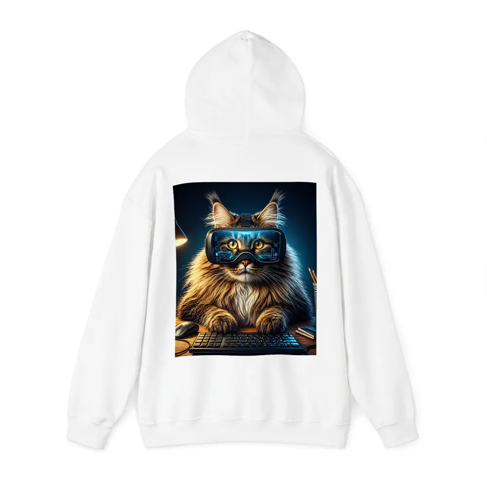 Maine Coon Cat Wearing VR Headset Gaming – Hoodies