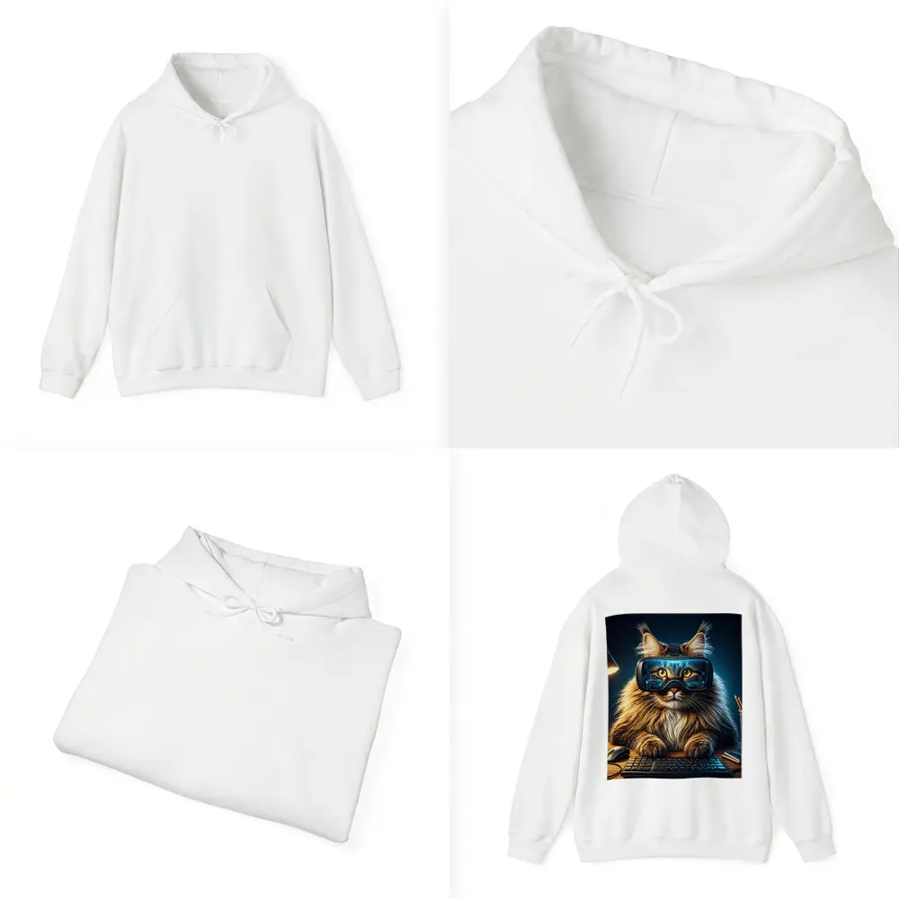 Maine Coon Cat Wearing VR Headset Gaming – Hoodies