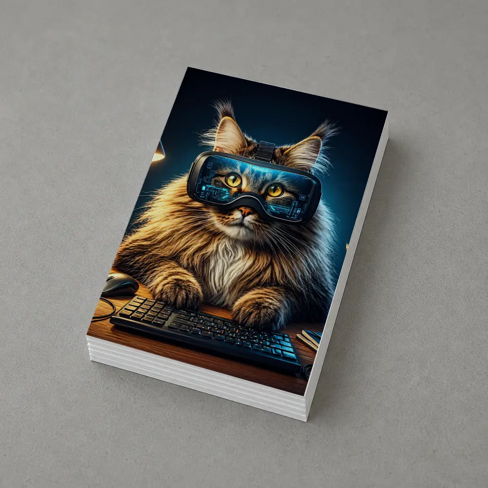 Maine Coon Cat Wearing VR Headset Gaming – Postcards