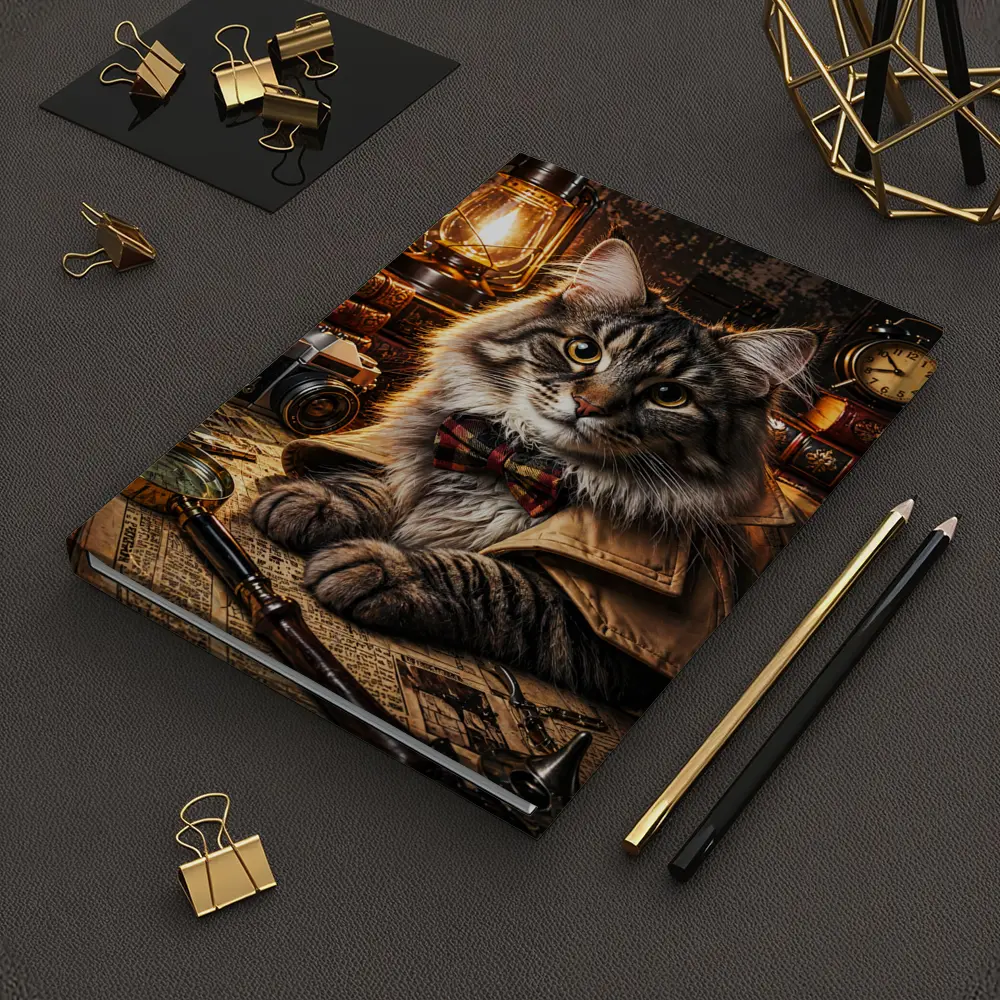 Maine Coon Detective Cat Vintage Study – Notebooks