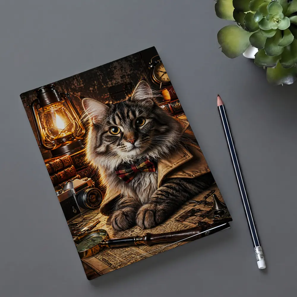 Maine Coon Detective Cat Vintage Study – Notebooks