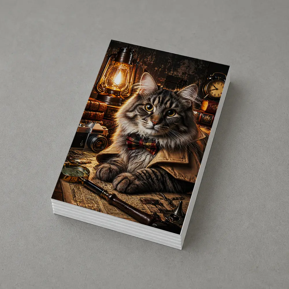 Maine Coon Detective Cat Vintage Study – Postcards