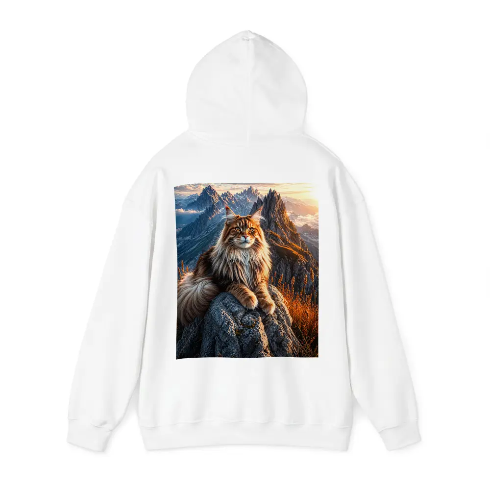 Maine Coon Cat Sitting On Mountain Peak – Hoodies
