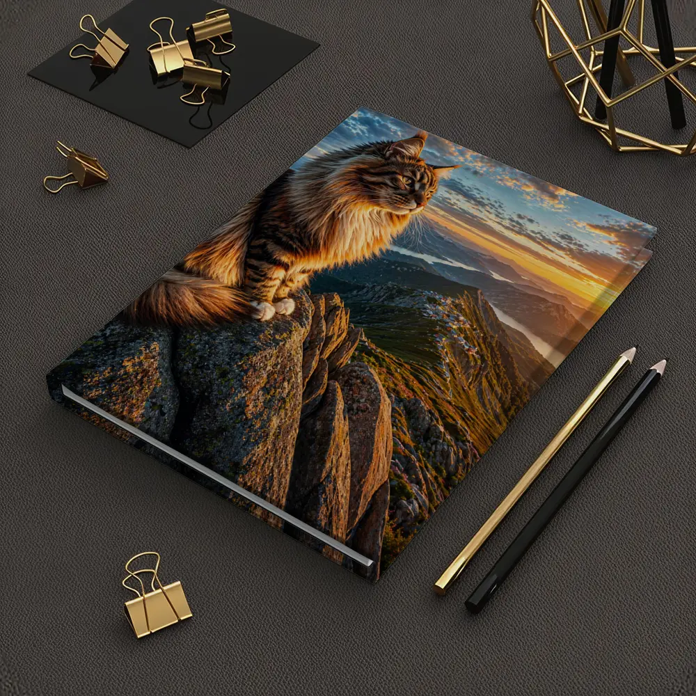 Maine Coon Cat Mountain Summit Sunset View – Notebooks