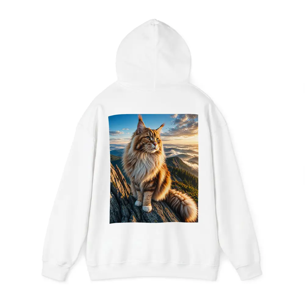 Maine Coon Cat on Mountain Summit Sunset – Hoodies