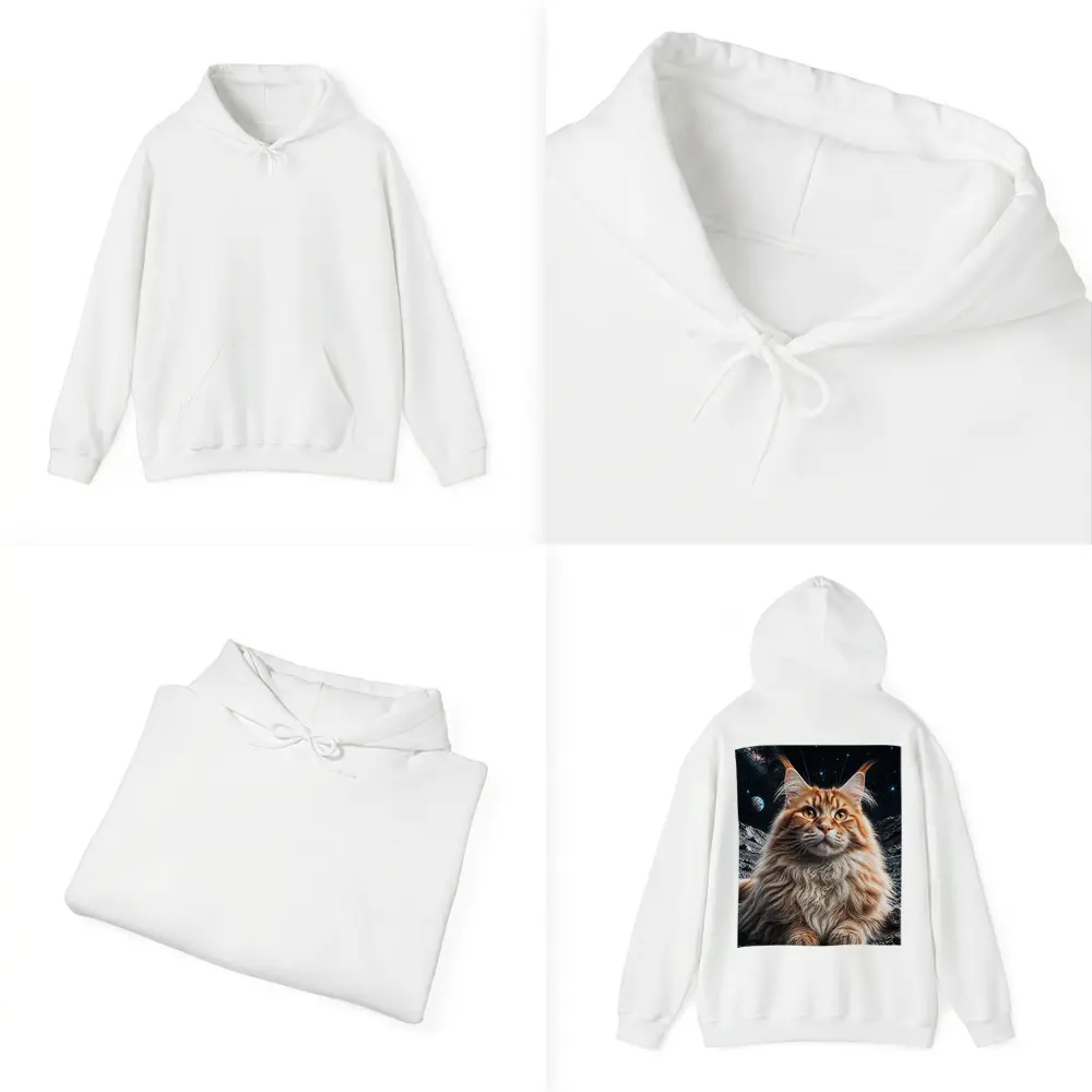 Maine Coon Cat Sitting On Moon Stars – Hoodies