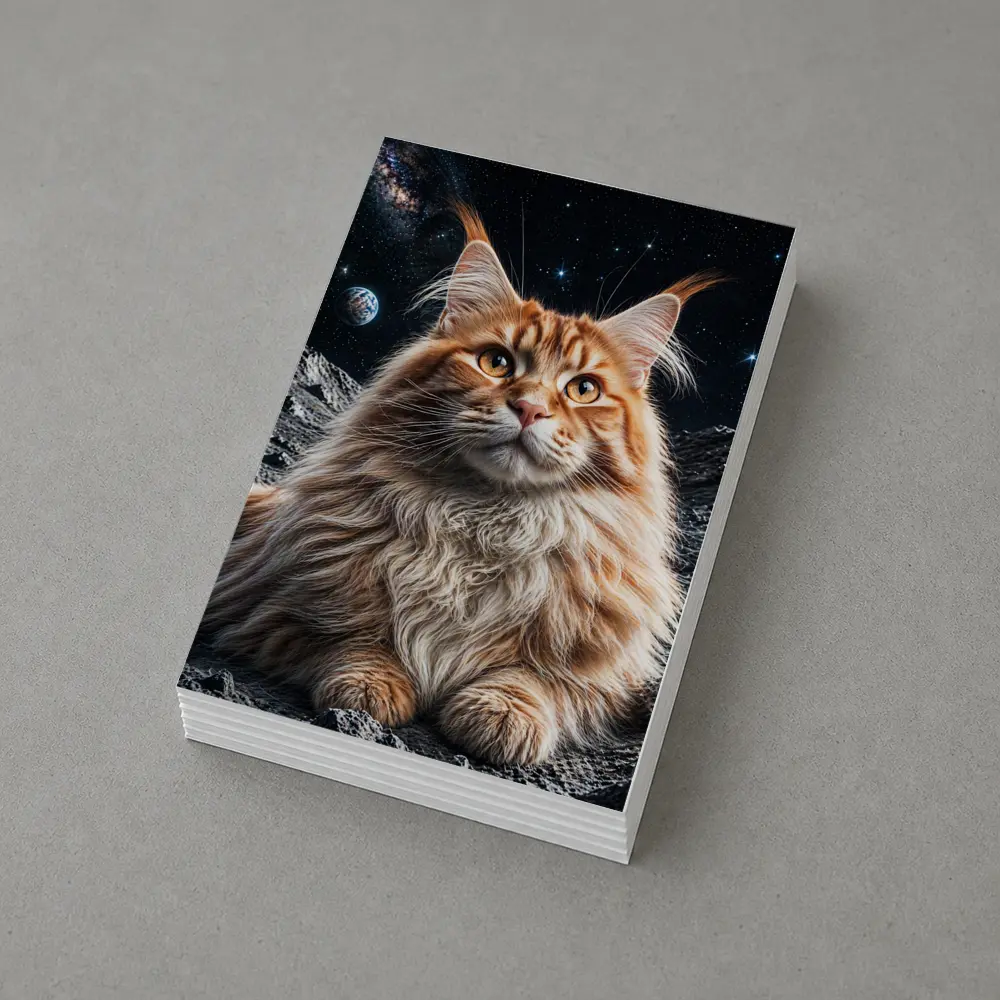 Maine Coon Cat Sitting On Moon Stars – Postcards