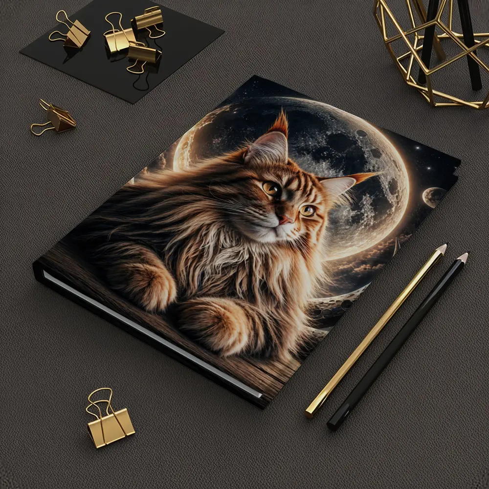 Maine Coon Cat Moon Space Night Sky – Notebooks