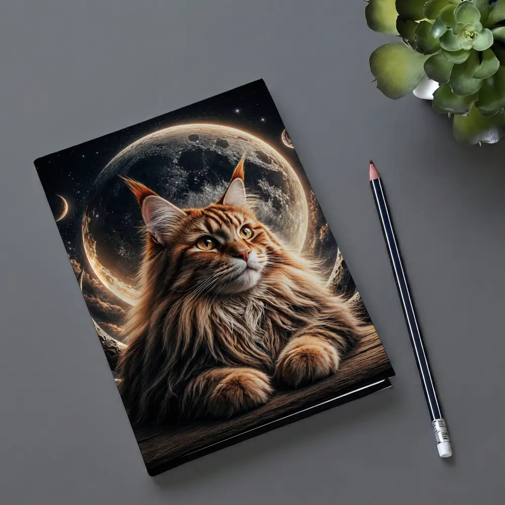 Maine Coon Cat Moon Space Night Sky – Notebooks