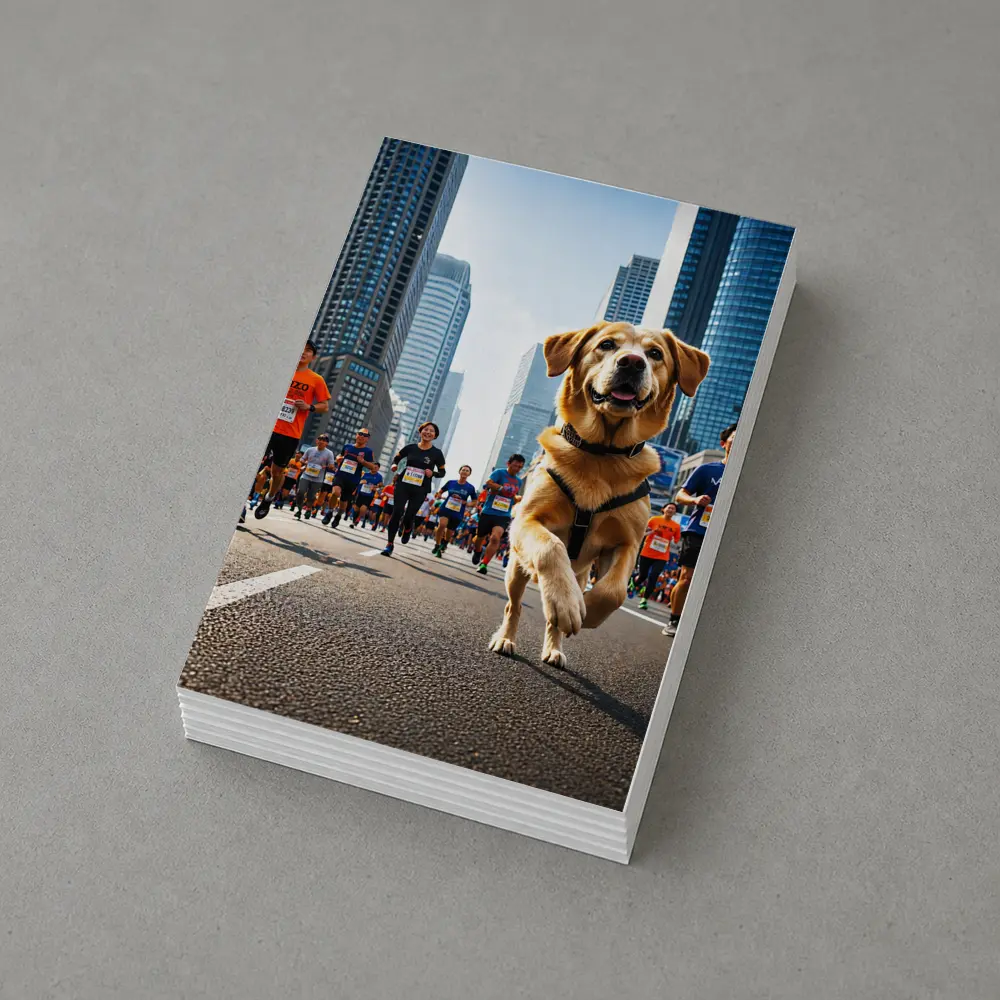 Golden Retriever Running City Marathon Race – Postcards