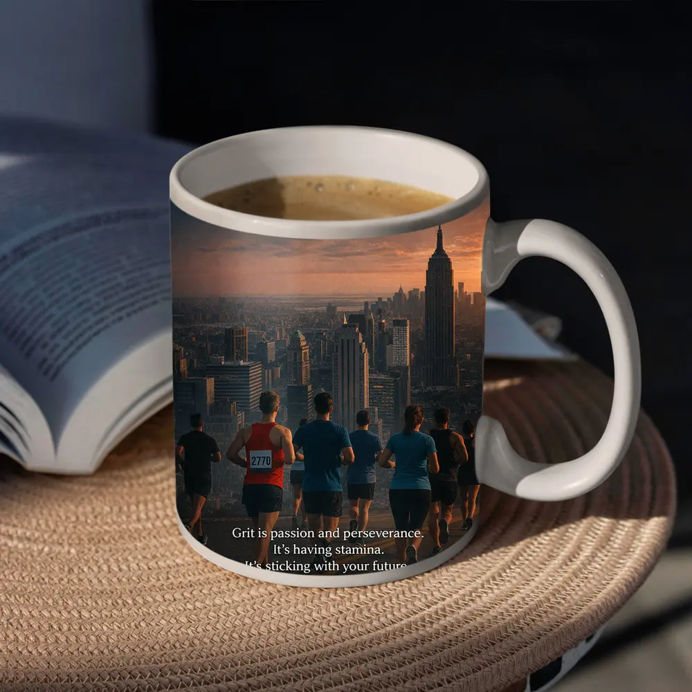 Life Marathon Grit Mindset Runners City Skyline – Mugs