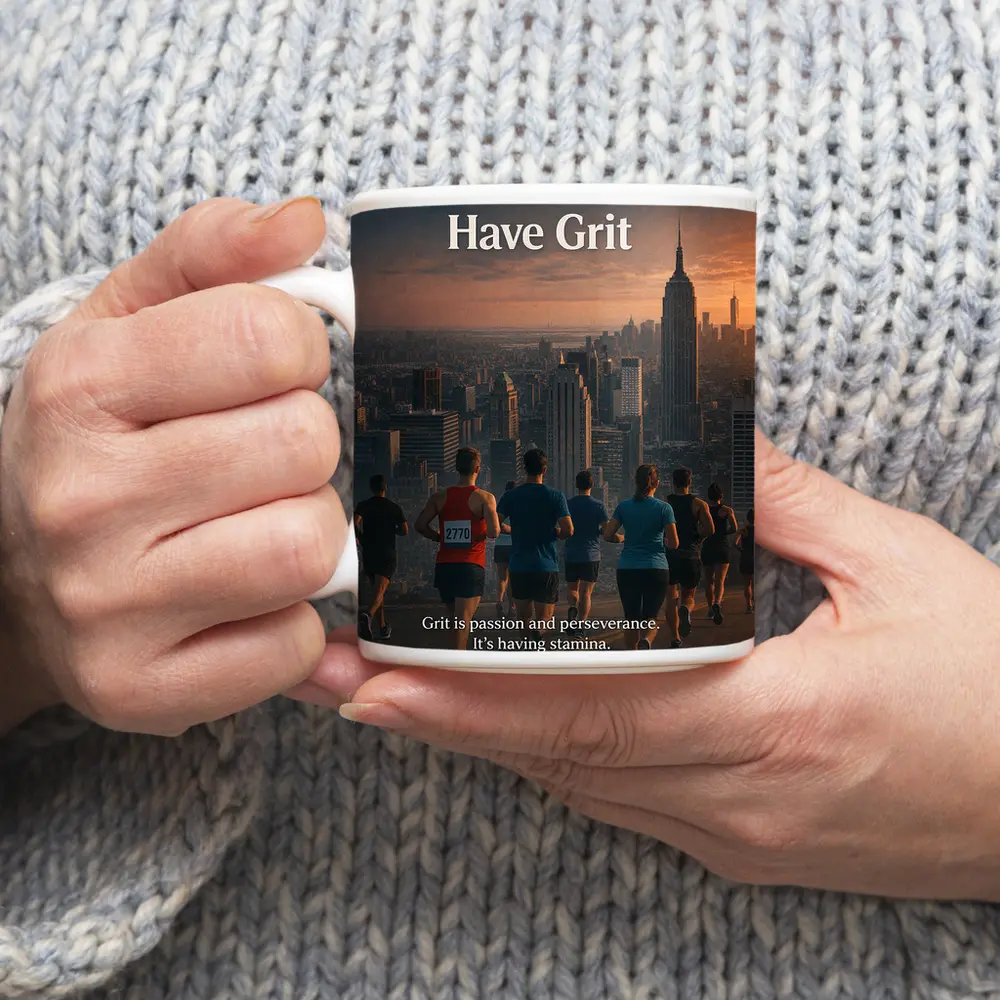Life Marathon Grit Mindset Runners City Skyline – Mugs