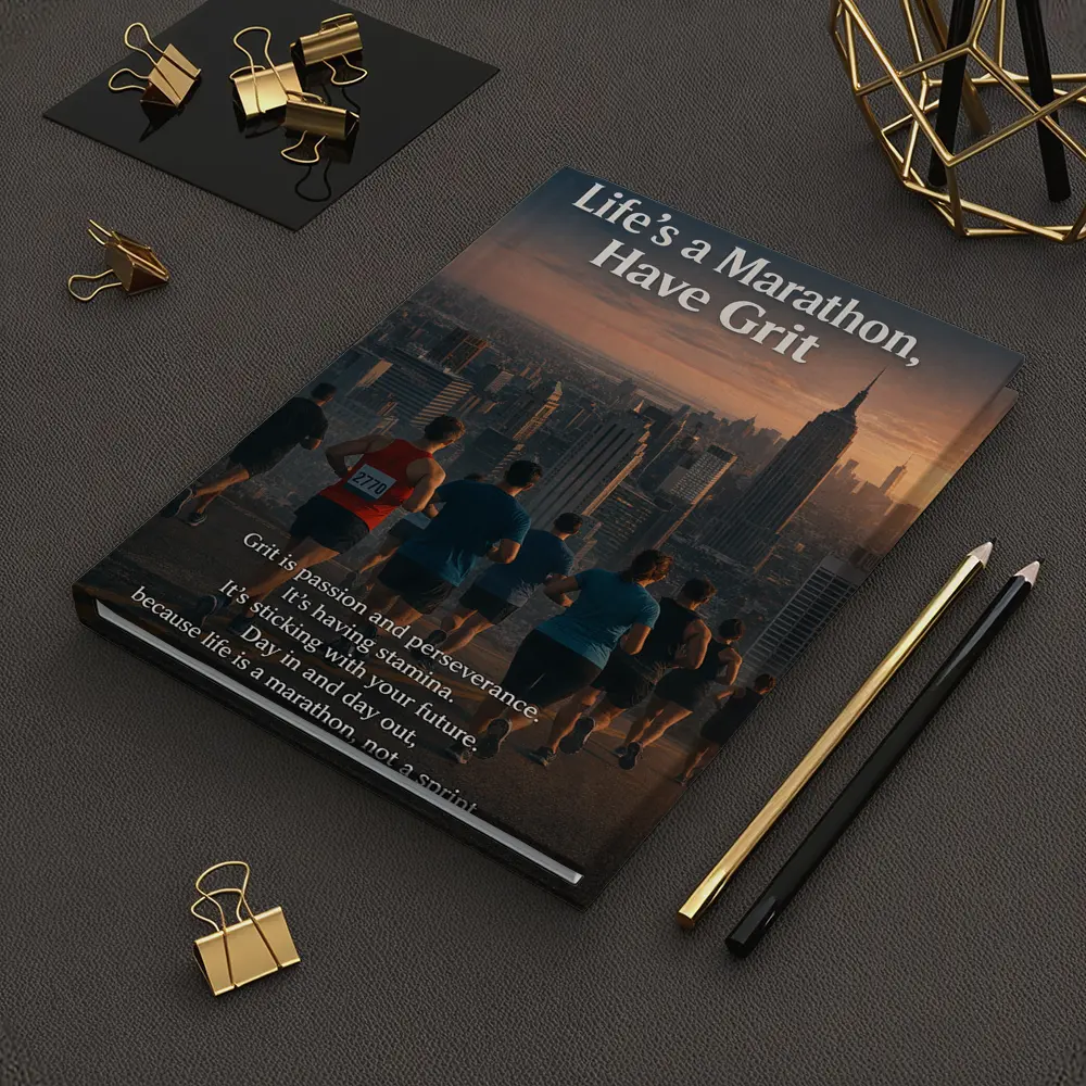 Life Marathon Grit Mindset Runners City Skyline – Notebooks