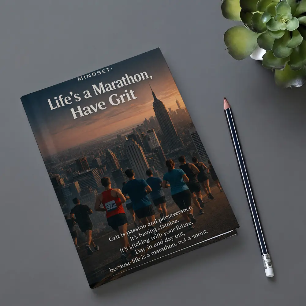 Life Marathon Grit Mindset Runners City Skyline – Notebooks