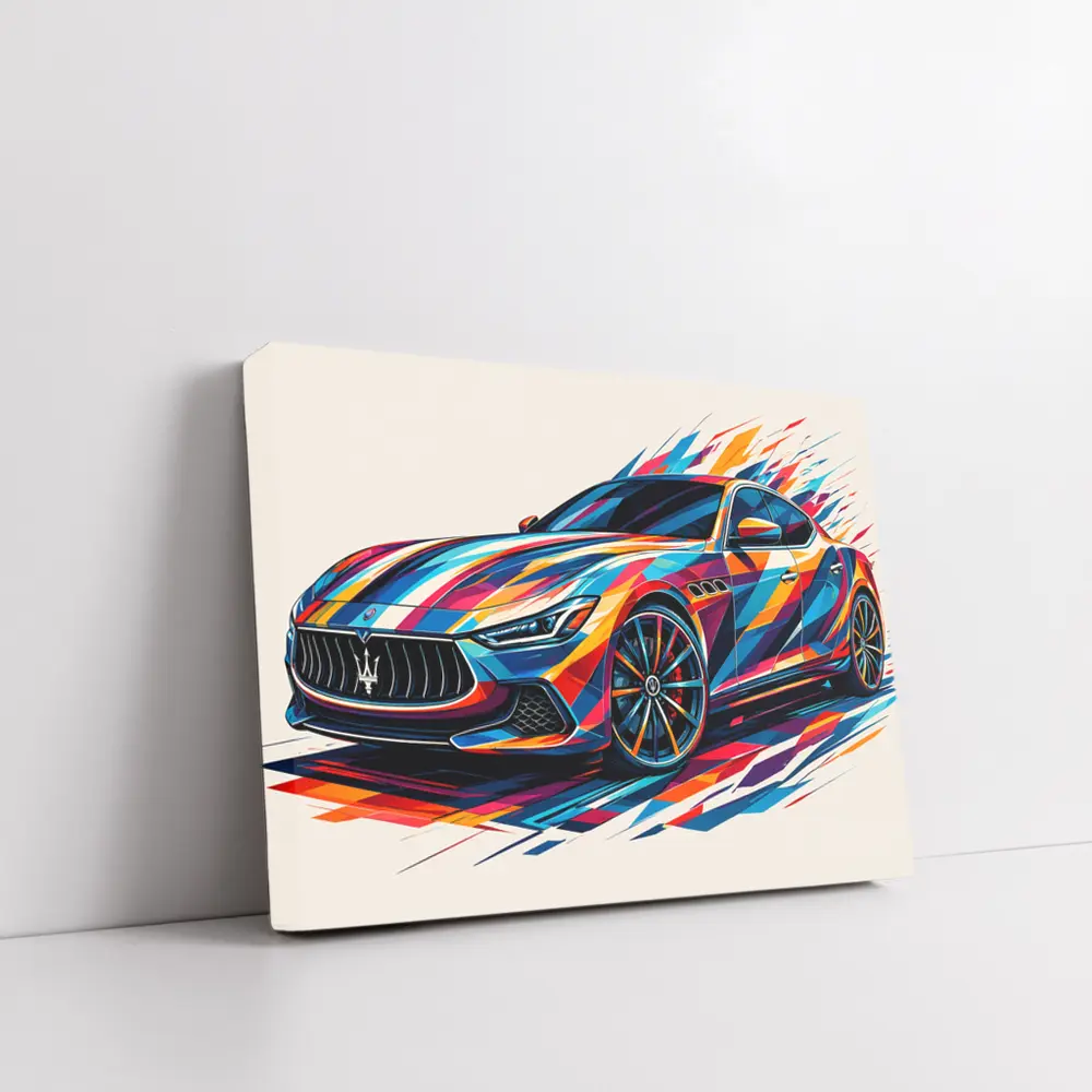 Maserati Ghibli Colorful Abstract Art Print – Wall Art
