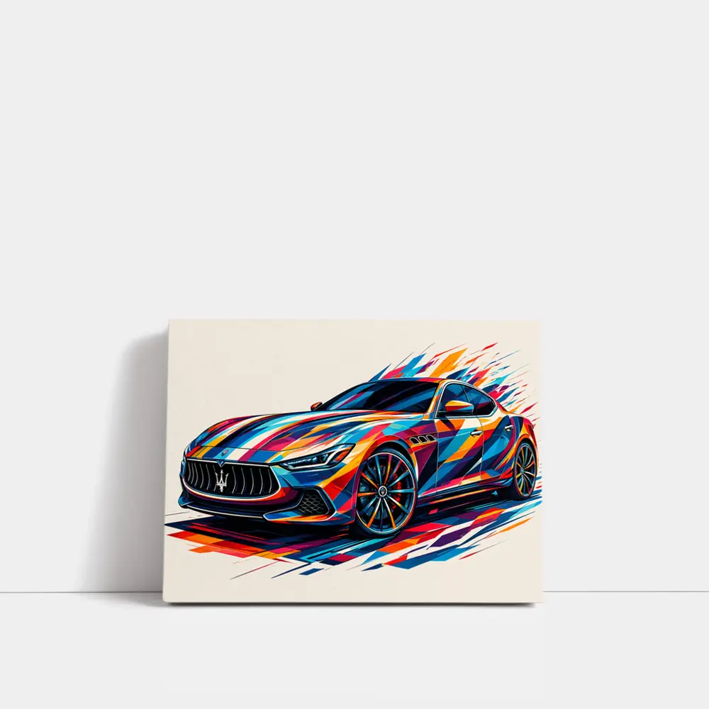 Maserati Ghibli Colorful Abstract Art Print – Wall Art