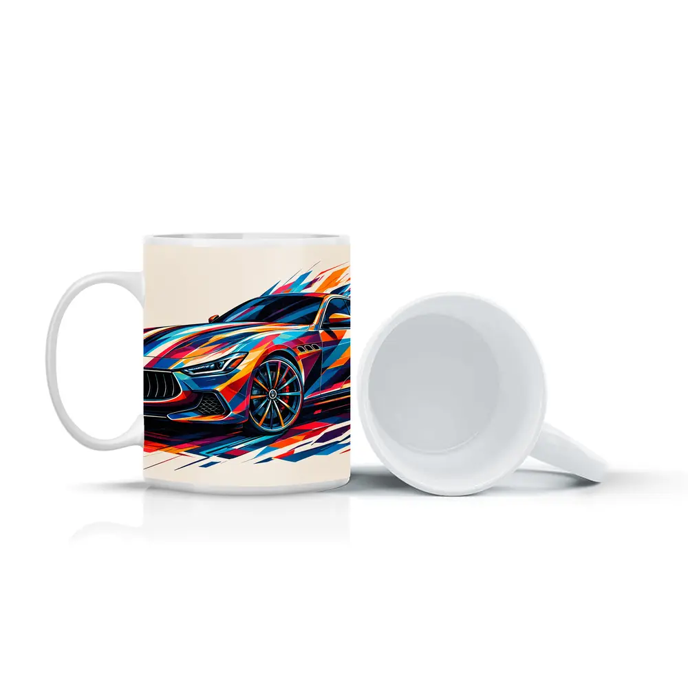Maserati Ghibli Colorful Abstract Art Print – Mugs