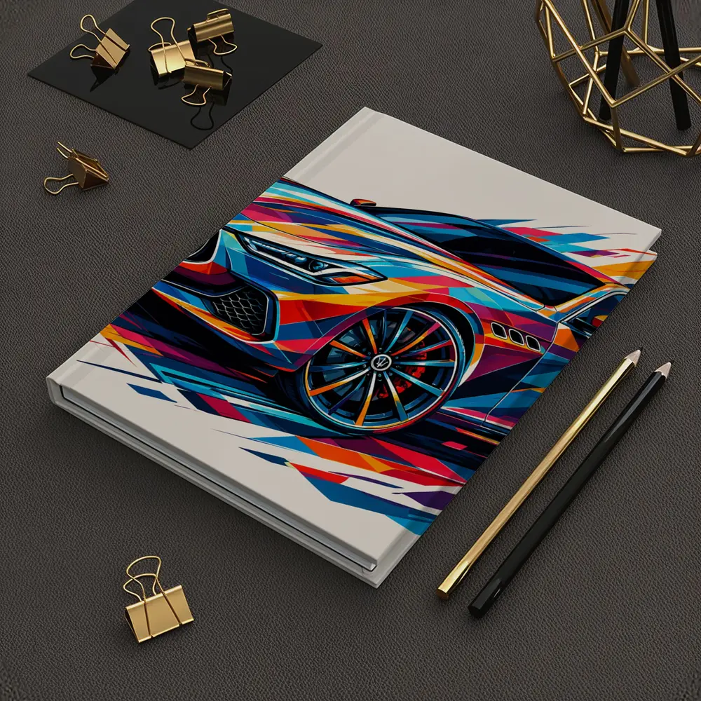 Maserati Ghibli Colorful Abstract Art Print – Notebooks