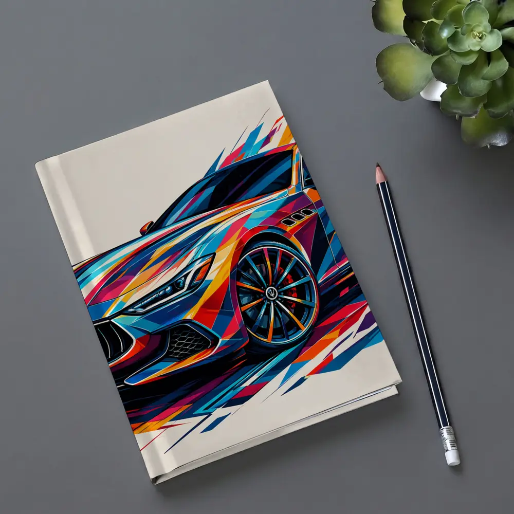 Maserati Ghibli Colorful Abstract Art Print – Notebooks