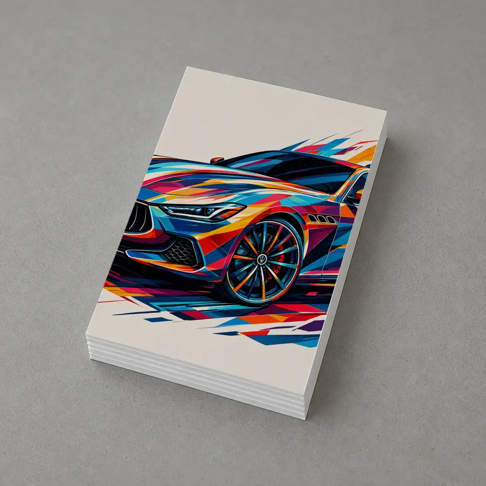 Maserati Ghibli Colorful Abstract Art Print – Postcards