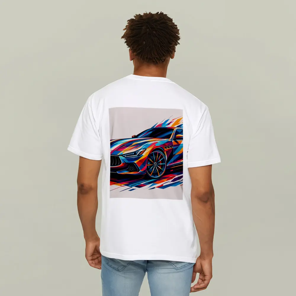 Maserati Ghibli Colorful Abstract Art Print – T-Shirts