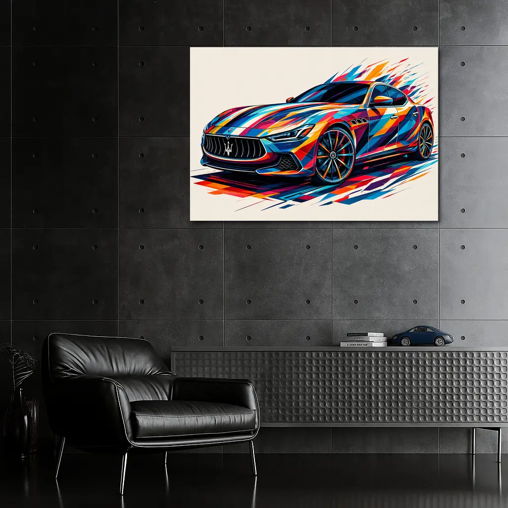 Maserati Ghibli Colorful Abstract Art Print – Wall Art