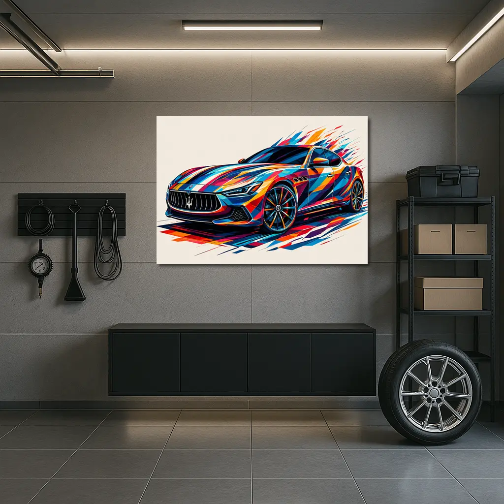 Maserati Ghibli Colorful Abstract Art Print – Wall Art