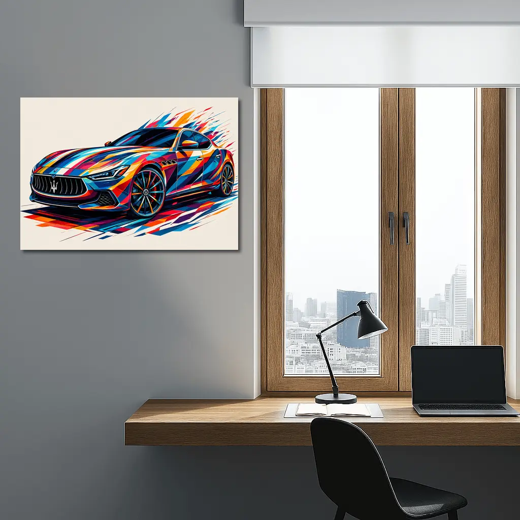 Maserati Ghibli Colorful Abstract Art Print – Wall Art