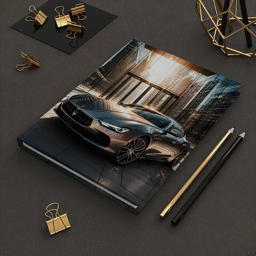Maserati Ghibli Gray Sedan Glass Building – Notebooks