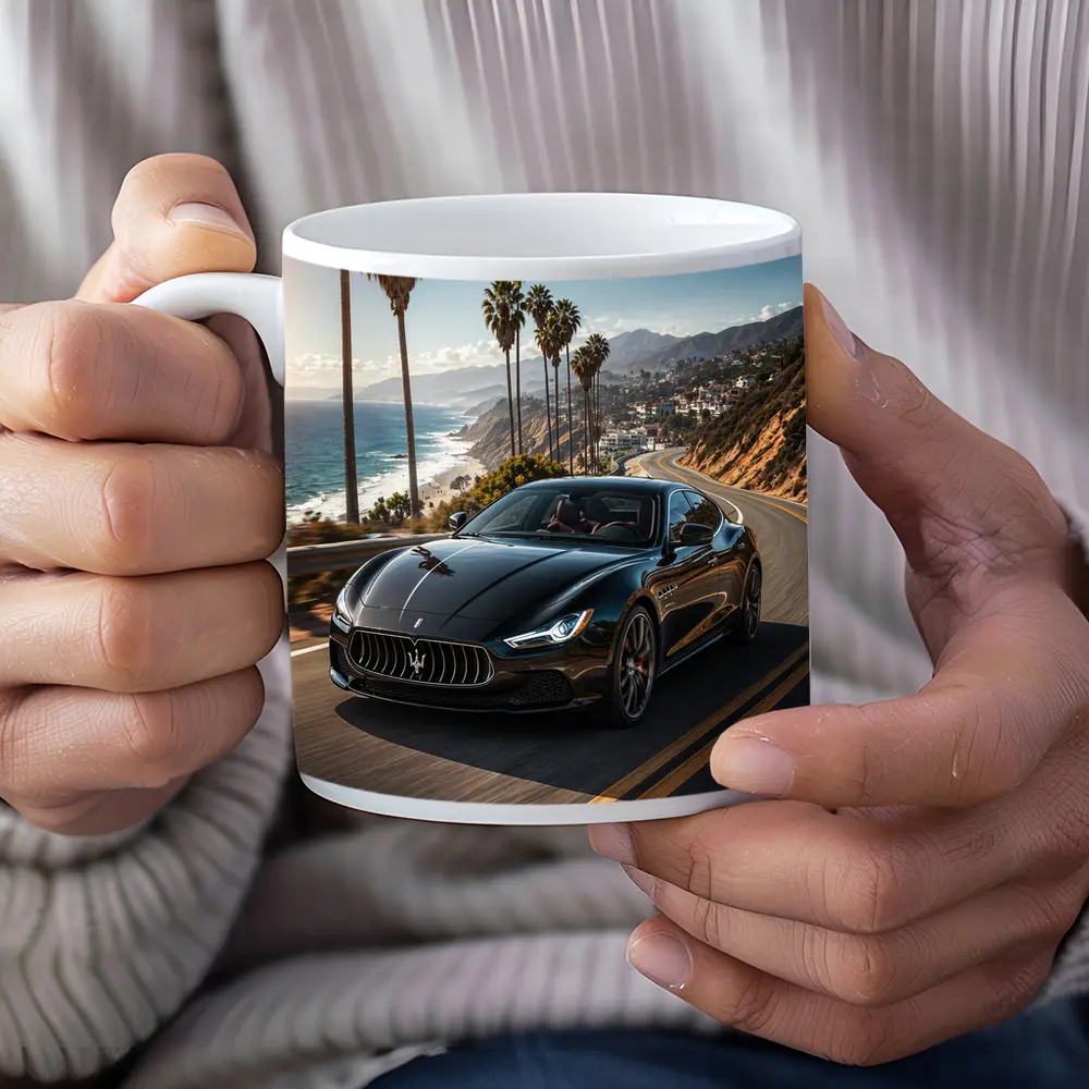 Maserati Ghibli Black Coastal Road Drive – Mugs