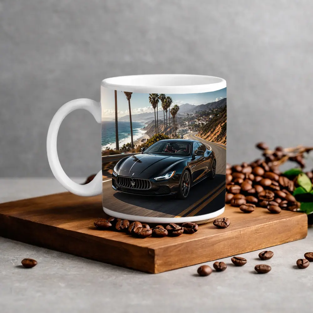 Maserati Ghibli Black Coastal Road Drive – Mugs
